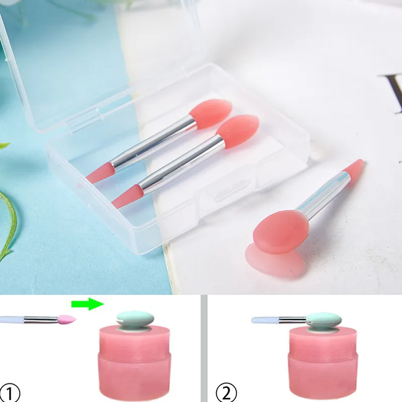 【M】3PCS Balsami per labbra in silicone Pennello per maschera per labbra con ventosa Copertura antipolvere Pennelli per trucco Pellicola per labbra Copertura antipolvere anti-smarrimento — image 2