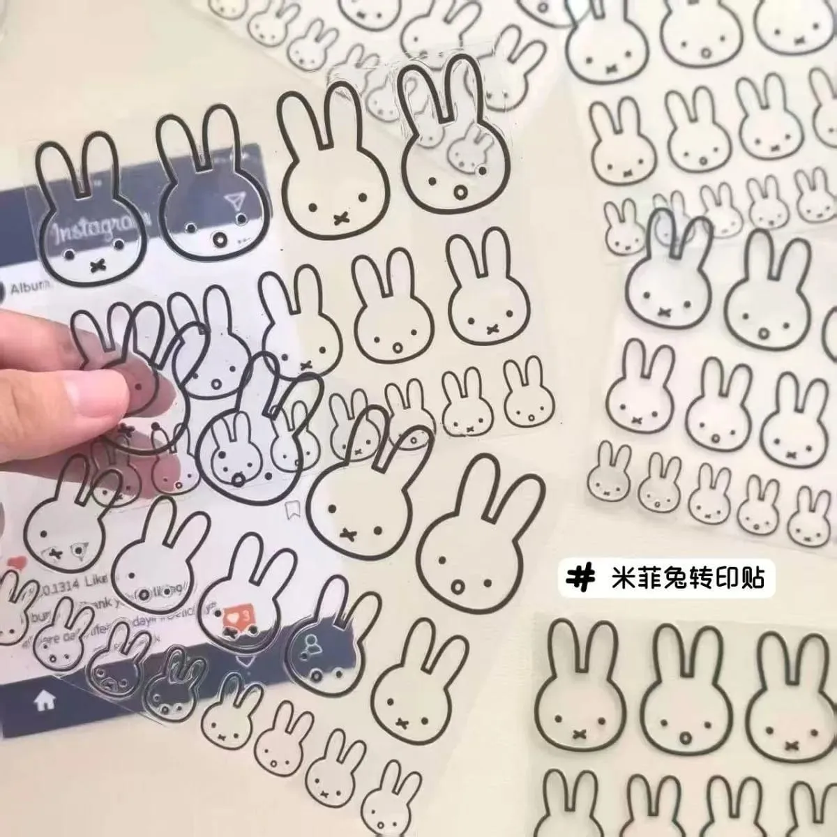 Kawaii Miffy Rabbit Transfer Stickers Cute Lines Miffy Computer Decoration Ins Mobile Phone Stickers Diy Water Cup Waterproof — image 5