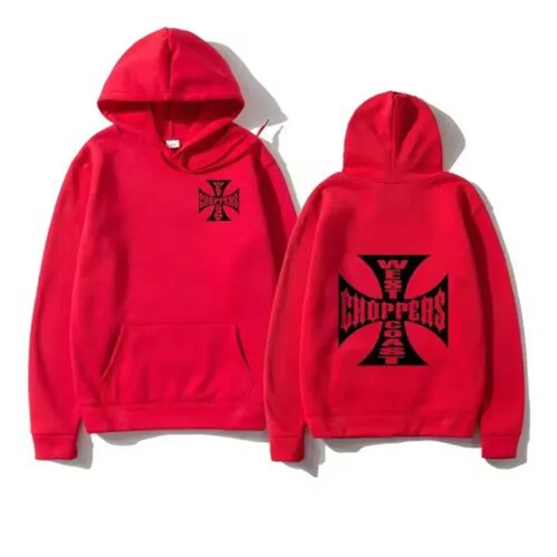 West Coast Iron Cross Helikopter Dicetak Pria Berkerudung Fashion Kaus Keren Uniseks Fashion Bulu Kebesaran Hoodie Pakaian Jalanan — image 6