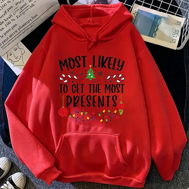 Mest sannolikt till jul Familj Luvtröjor Rolig Slogan Grupp Tröjor Xmas Pepparkakor Man Tryck Huva Luvtröja Holiday Party Topp — image 18