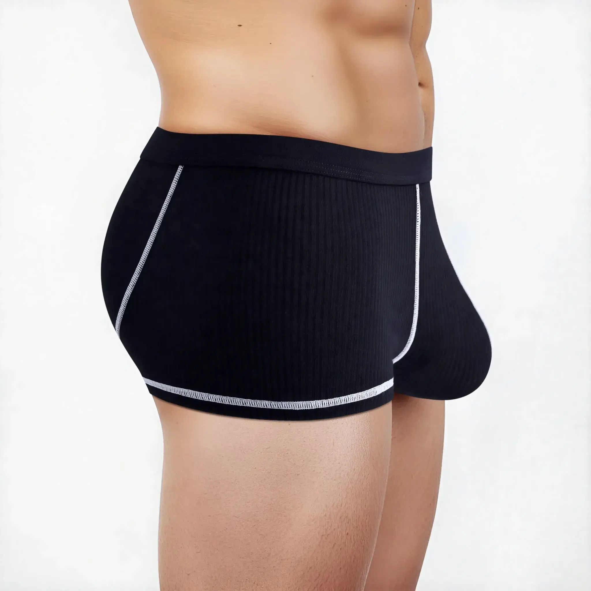 Men's underwear with large scrotal pocket and large stretch flat-leg pants — image 3