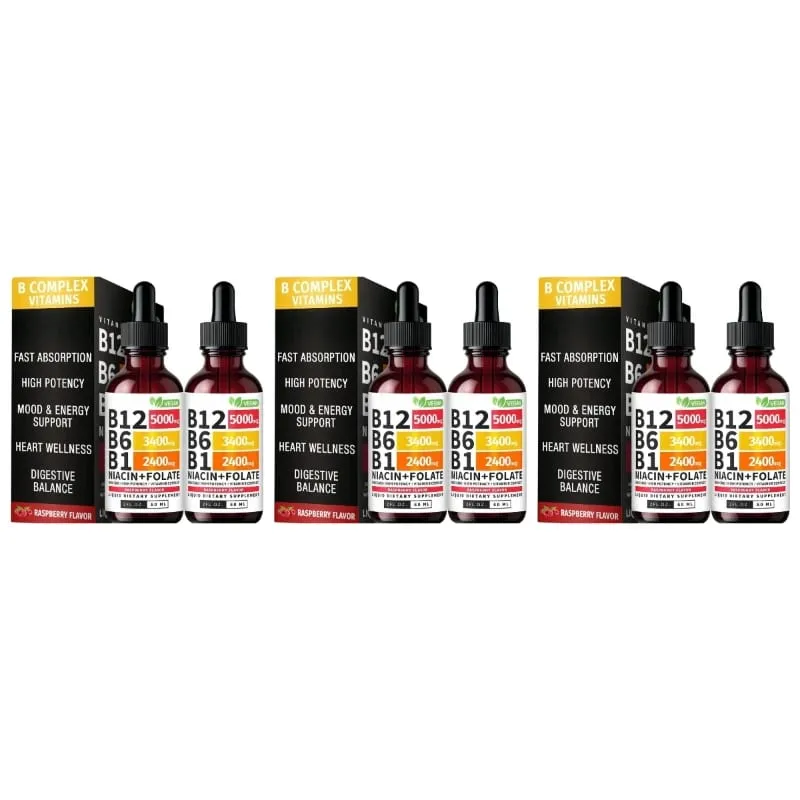 B12 B6 B1 Niacin Folate Liquid Sublingual Vegan B-Complex Drops for Daily Energy and Focus Support Raspberry for Men Women 60 ML — image 9