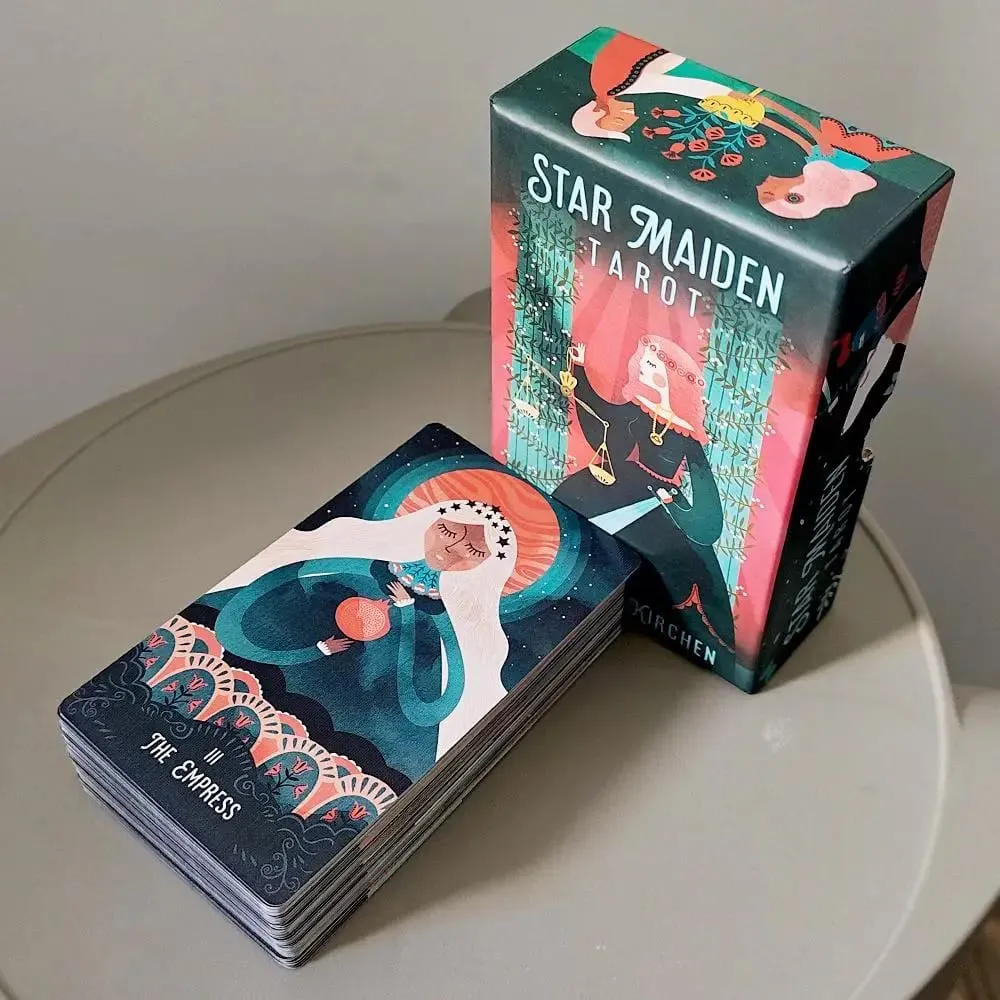 Star Maiden Tarot Destesi 78 Kartlı Deste Estetik Göksel İlahi Tarot Kartları İki Parçalı Sert Kutuda Çift Kabartmalı 12*7cm — image 7