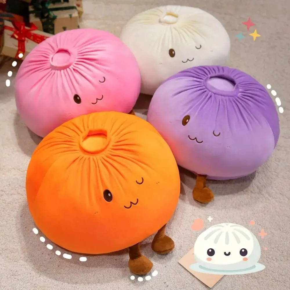 Super Soft Plush Material Steamed Bun Plush Pillow PP Cotton Filled Fluffy Comfortable Dumpling Plush Toy Stress Relief