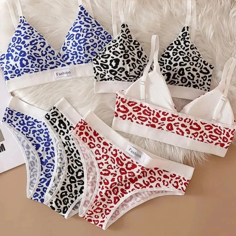 Summer New Women's Leopard Print Traceless and Steel Rim Bra Adjustable Shoulder Strap Back Women's Underwear Set — image 1