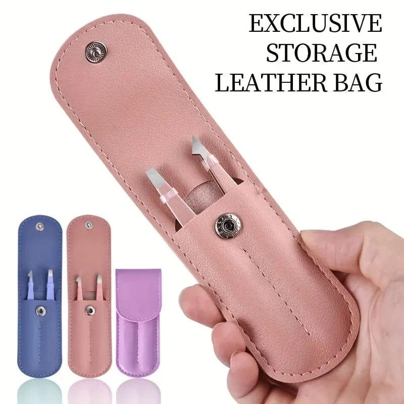 2 Pcs Set Professional Tweezers with a Storage Case Perfect for Removing Facial Hair Splinters And Ingrown Hairs Eyebrow Clip — image 4
