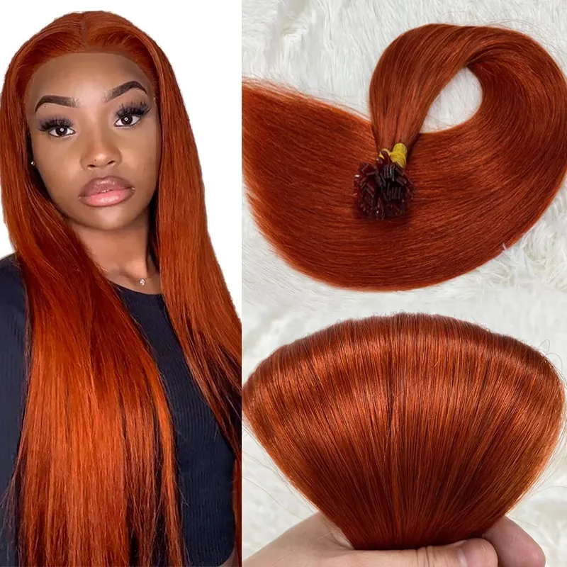 Human Hair Flat Tip Extension Remy Hair18-30inch Real Remy Silky Straight Black Brown Pre Bonded Keratin Fusion Hair