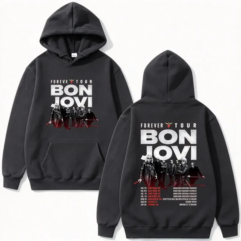 2026 Hoodie Herr Vintage Rock Band Grupp Affisch Turné Datum Text Konsttryck Sweatshirt Estetisk Hip Hop Oversized långärmade toppar — image 9