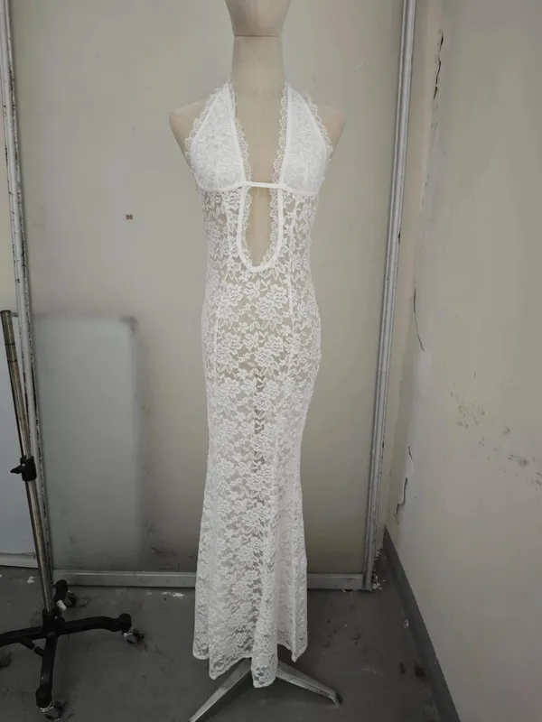 Mulheres amarelo baixo corte sem costas vestido de cintura alta rendas até sem mangas cintura cincher cinta de espaguete vestidos festa clube feminino robe — image 8
