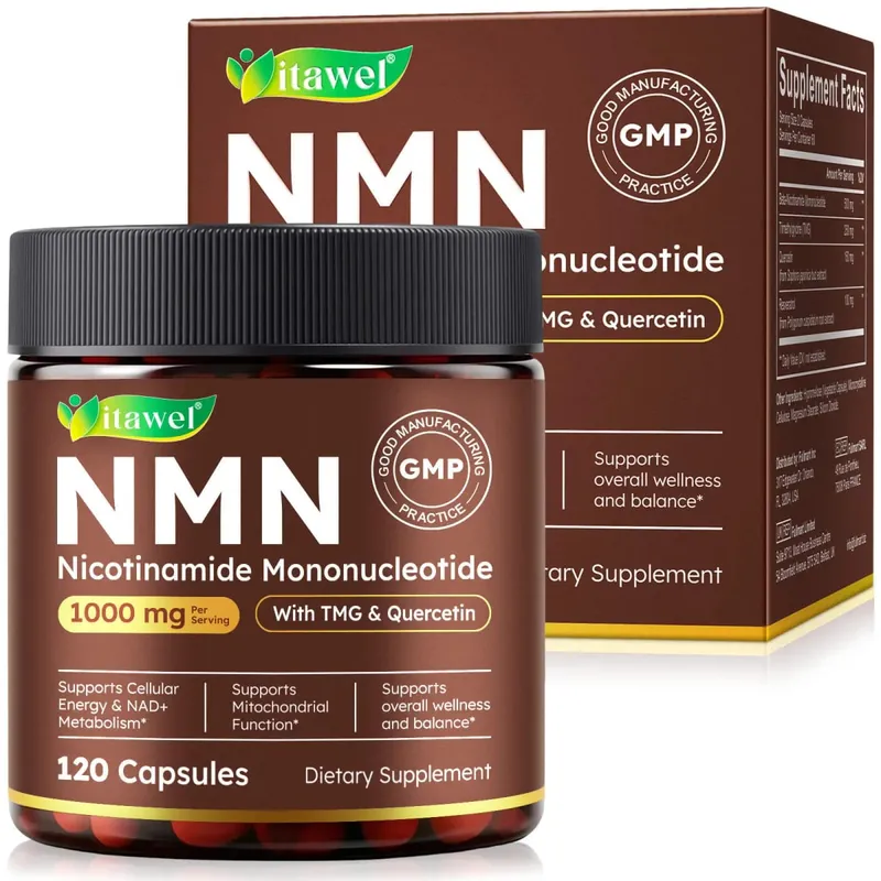 NMN Capsules 1000mg Nicotinamide Mononucleotide NAD+ Cellular Energy TMG Quercetin Resveratrol 120 Vegan Capsules Non-GMO