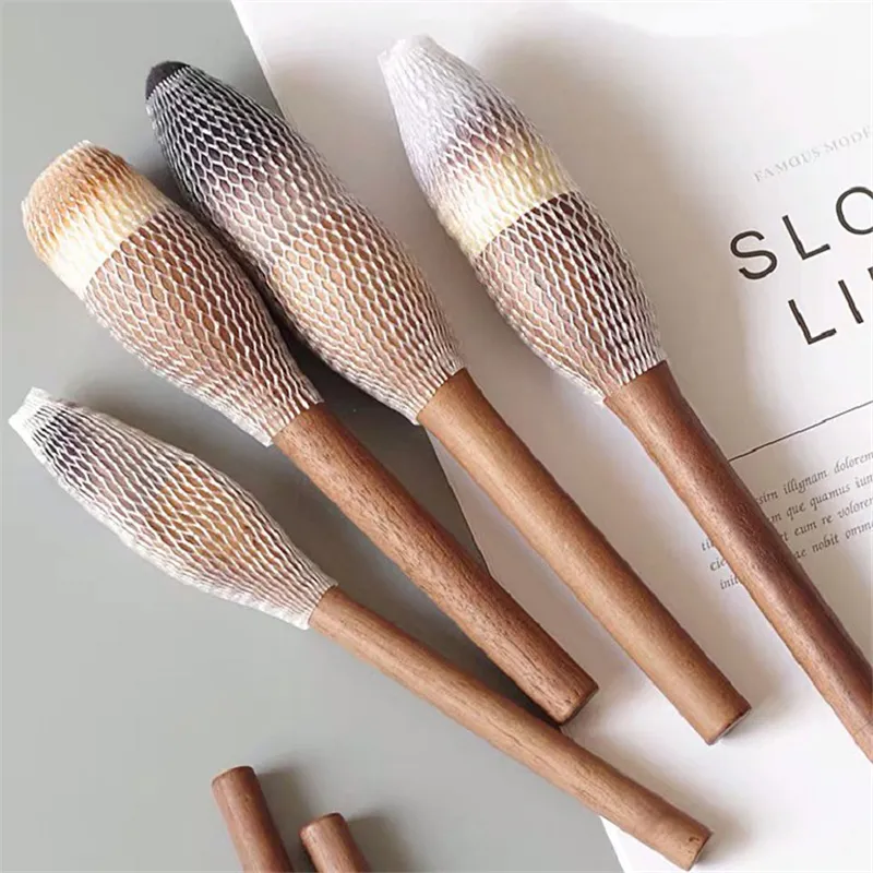 Walnut Wood Handle Makeup Brush Loose Powder Foundation Blush Contour Brushes Super Soft High Density Makeup Tools Brushes