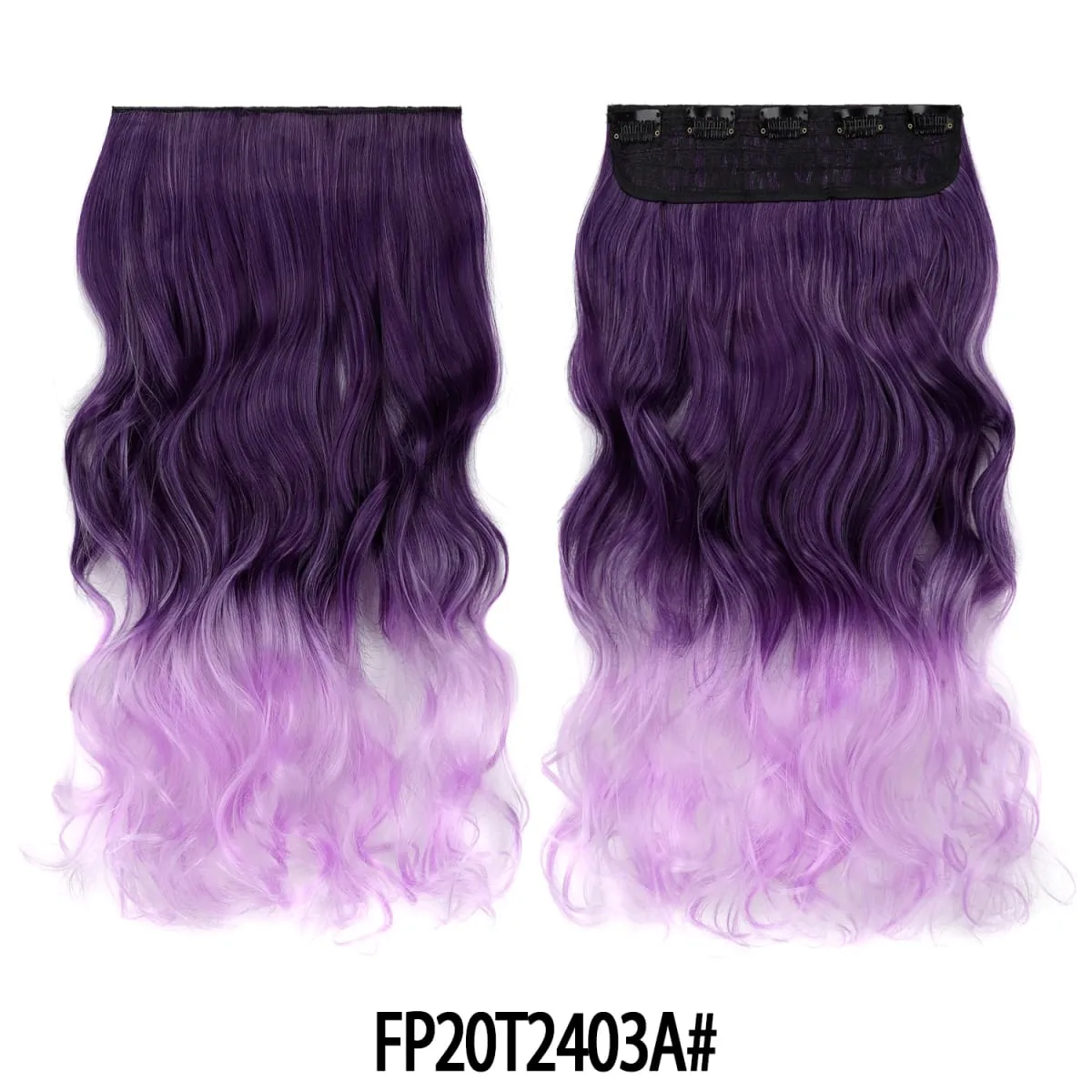 Jeedou uma peça 5 clipes ondulado ombre clipe em extensões de cabelo longo onda de água cabelo encaracolado sintético pedaço arco-íris colorido cabelo — image 22