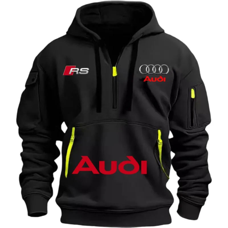 Roupas esportivas Audi adequadas para homens, ternos de ciclismo estilo esportivo ao ar livre, moletons com capuz e abas com estampa de rua — image 1