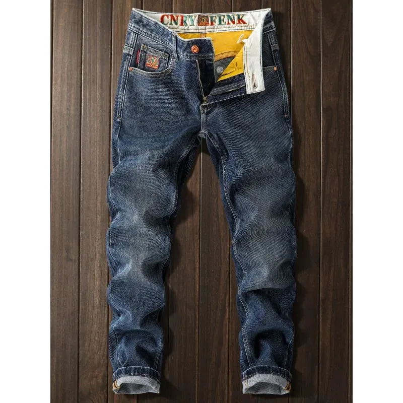2025New Autumn Jeans Men's Slim Stretch Affordable Luxury Fashion Embroidery Long Skinny Pants