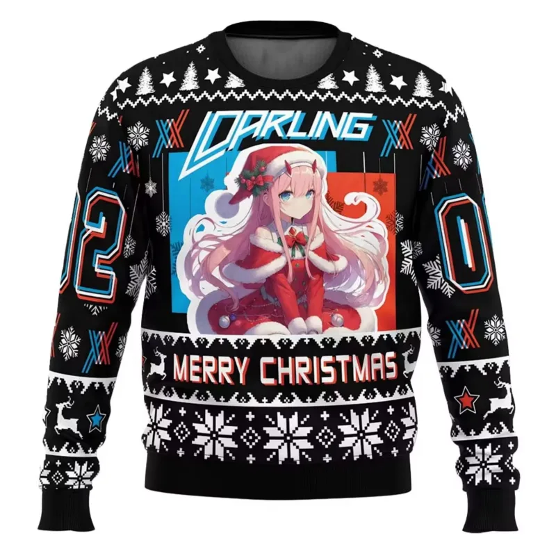 Anime One Piece Luffy Christmas Ugly Sweater 3D Sweatshirt Tops Autumn Winter Cosplay Santa Claus Pullover Sweaters Gift