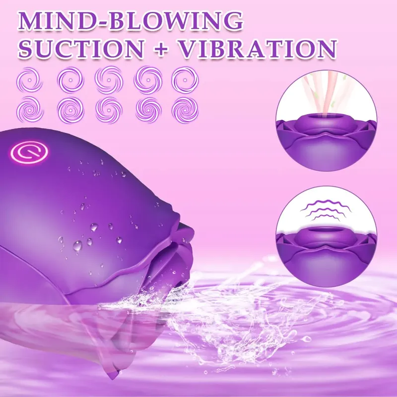 Rose Shaped Vibrator Body-Safe Silicone Sex Toy para sa Babae Waterproof Rechargeable Multi-Speed Vibrations Maingat na Regalo ng Pang-adulto — image 11