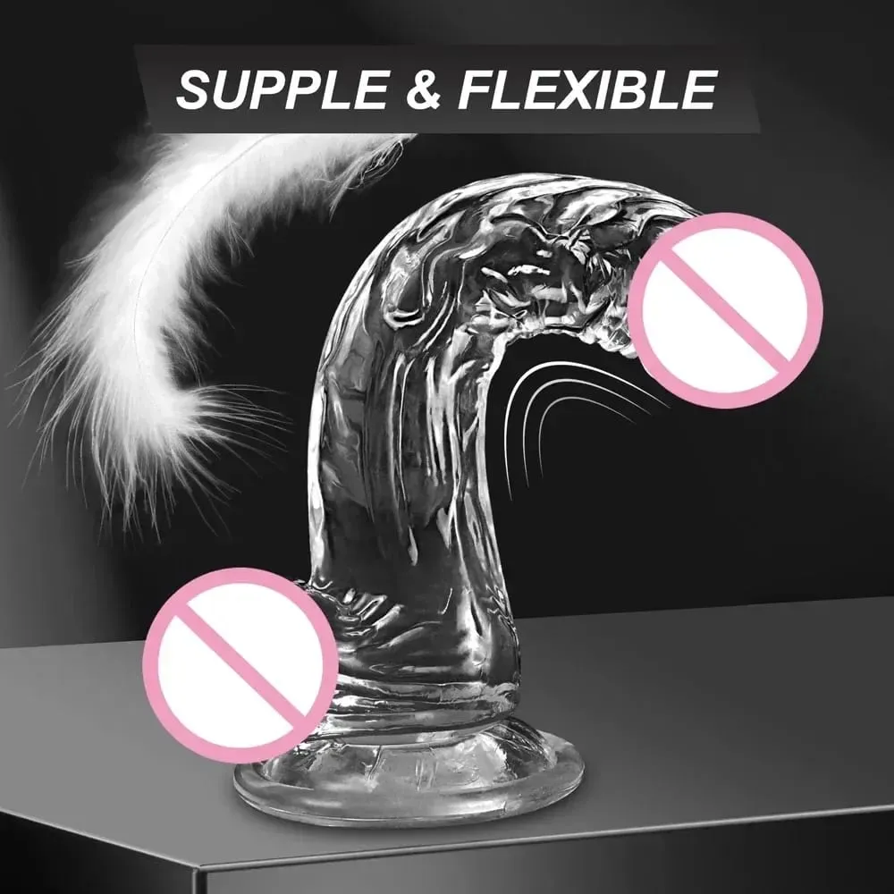 Transparent Soft Jelly Dildo Realistic Fake Dick Penis Sucker Butt Plug Sex Toys for Woman Men Vagina Anal Sex Toys — image 5
