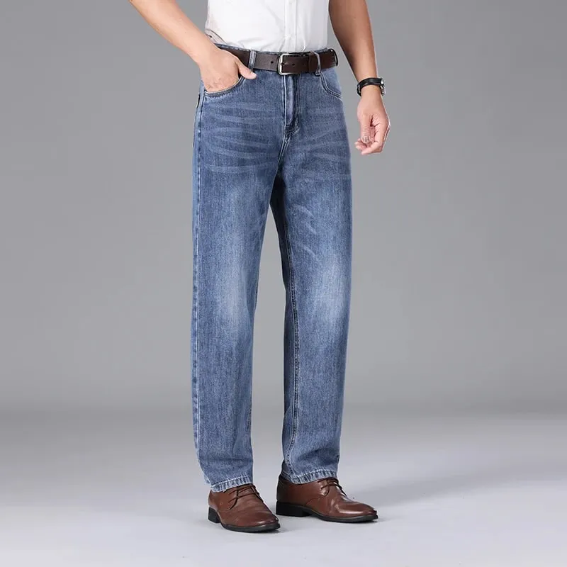 2026 Summer High Quality Brand Cloth Business Casual Men's Lightweight Straight Loose Jeans Classic Retro Thin Cotton Trousers — image 6