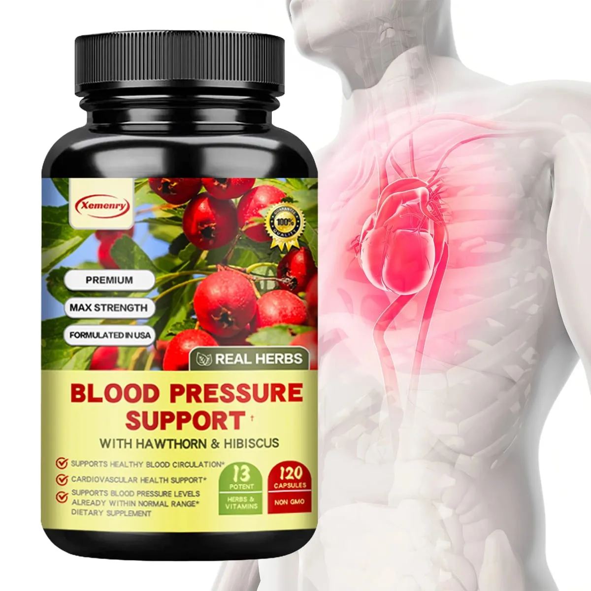 Suporta sa Presyon ng Dugo - Sinusuportahan ang Cardiovascular Health Nagpapalakas ng Enerhiya at Immunity para sa Kalusugan ng Puso - na may Hawthorn at Hibiscus — image 1