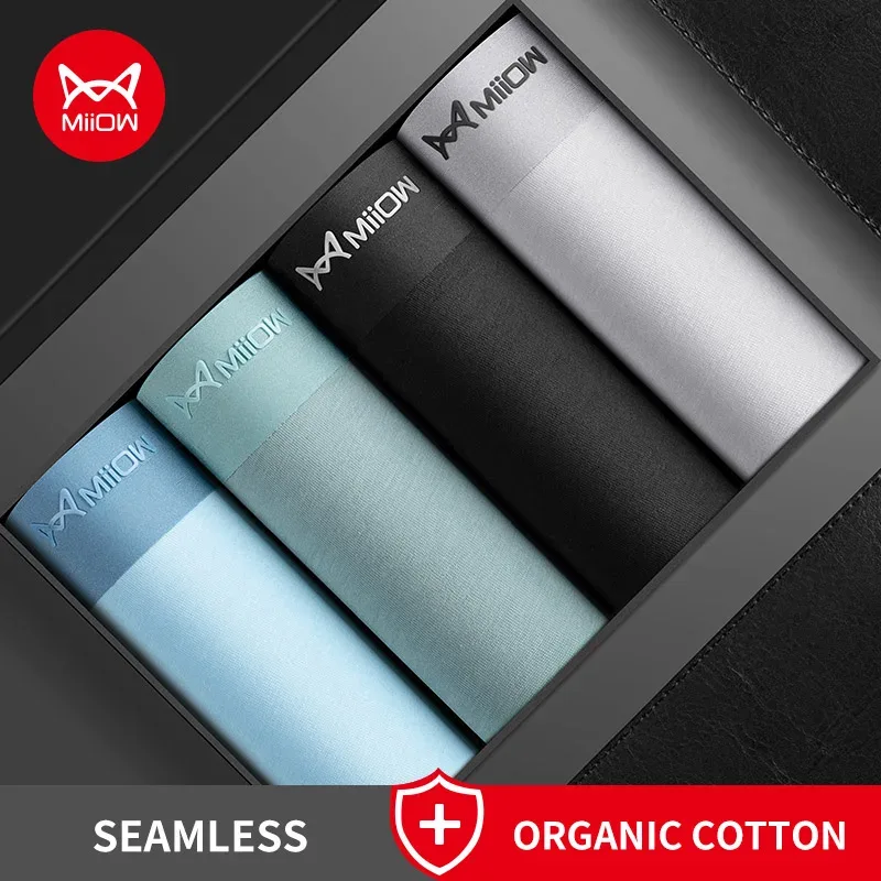 Miiow 4 pçs conjunto de calcinha masculina de algodão malha respirável cuecas masculinas grafeno roupa interior antibacteriana para homem cuecas boxer L-5XL