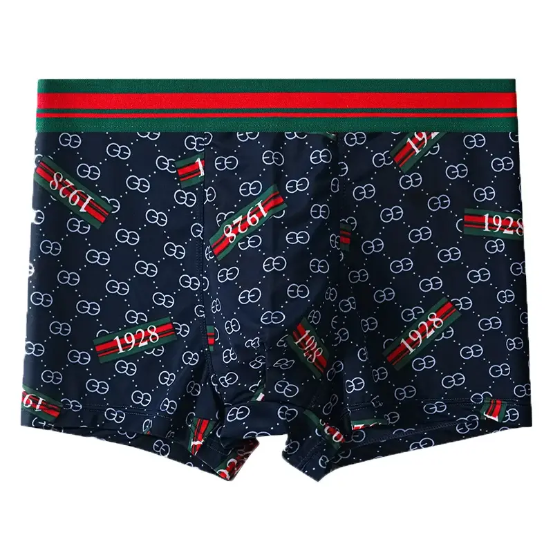 5PCS Ice Silk Men's Underwear Thin Ice Breathable Trendy Light Luxury Men's Underpants Fashion Mid Waist Loose Men Boxer Shorts — image 4