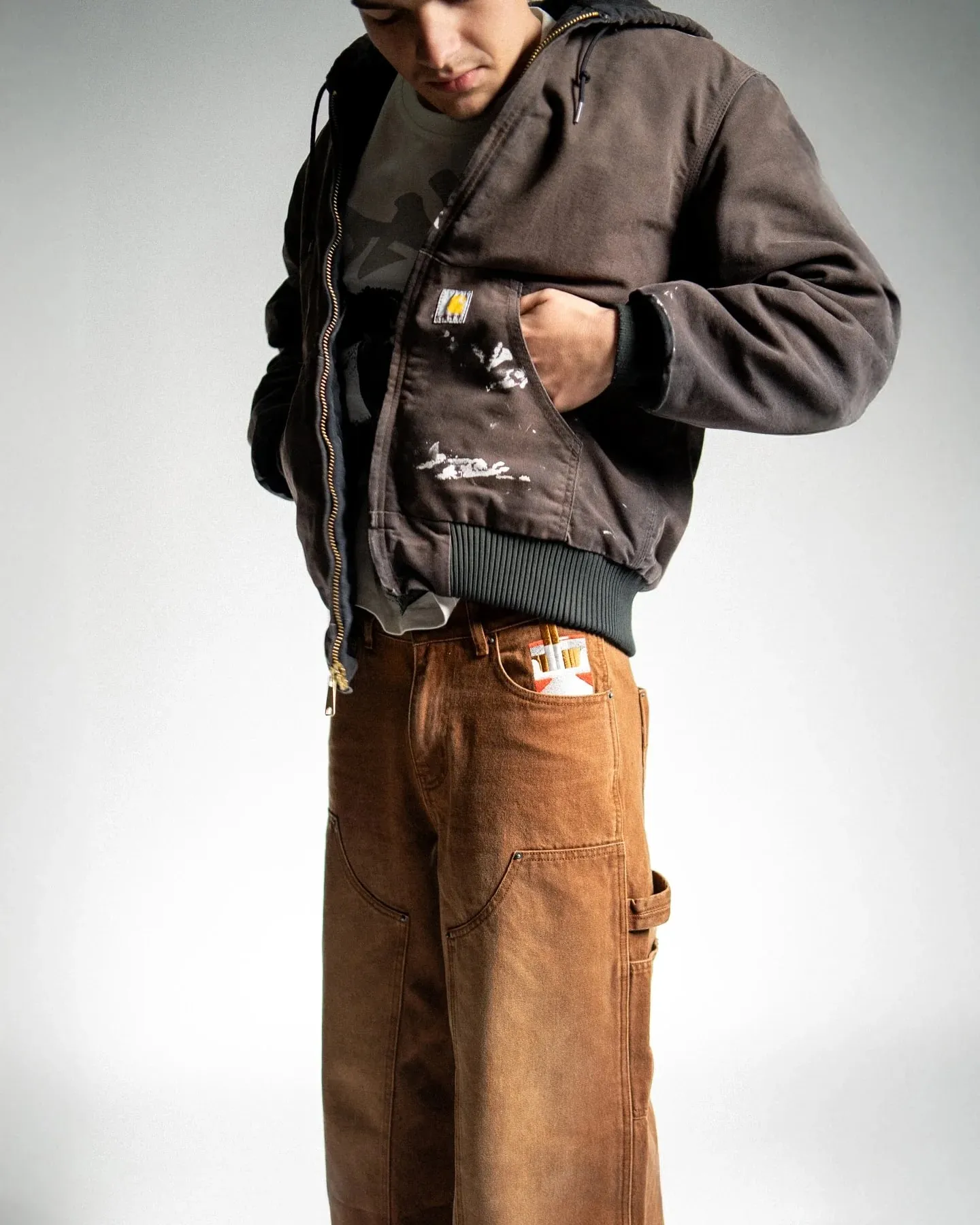Streetwear Y2K Punk Retro Gothic American Classic Embroidered Jeans Men Women Brown Punk Loose Oversized Trousers Straight Jeans — image 5
