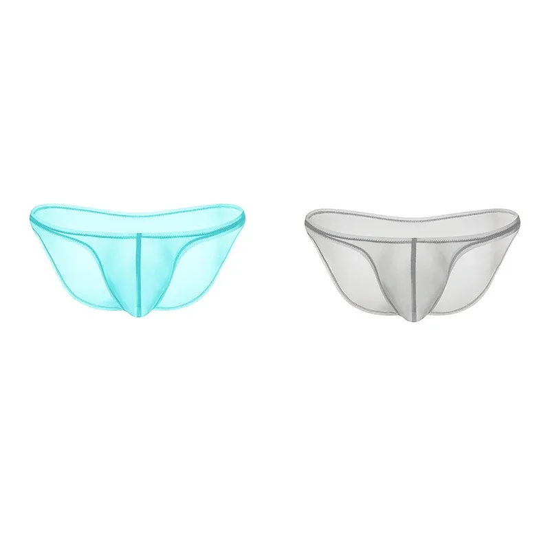 Men's Underwear Delicate Ice Silk Transparent Triangle Panties Personality Low Waist Briefs — image 13