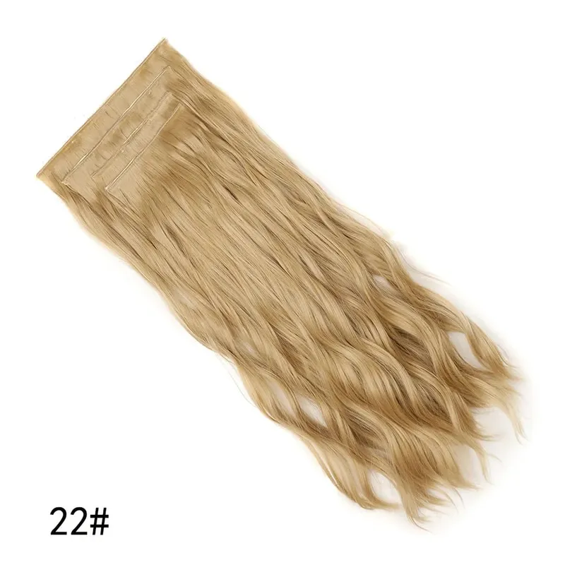 4PCS/Set Clip-in Hair Extensions 20inches Long Water Wavy Synthetic Hair Extensions Thick Hairpieces Fake Hair for Women Girls
