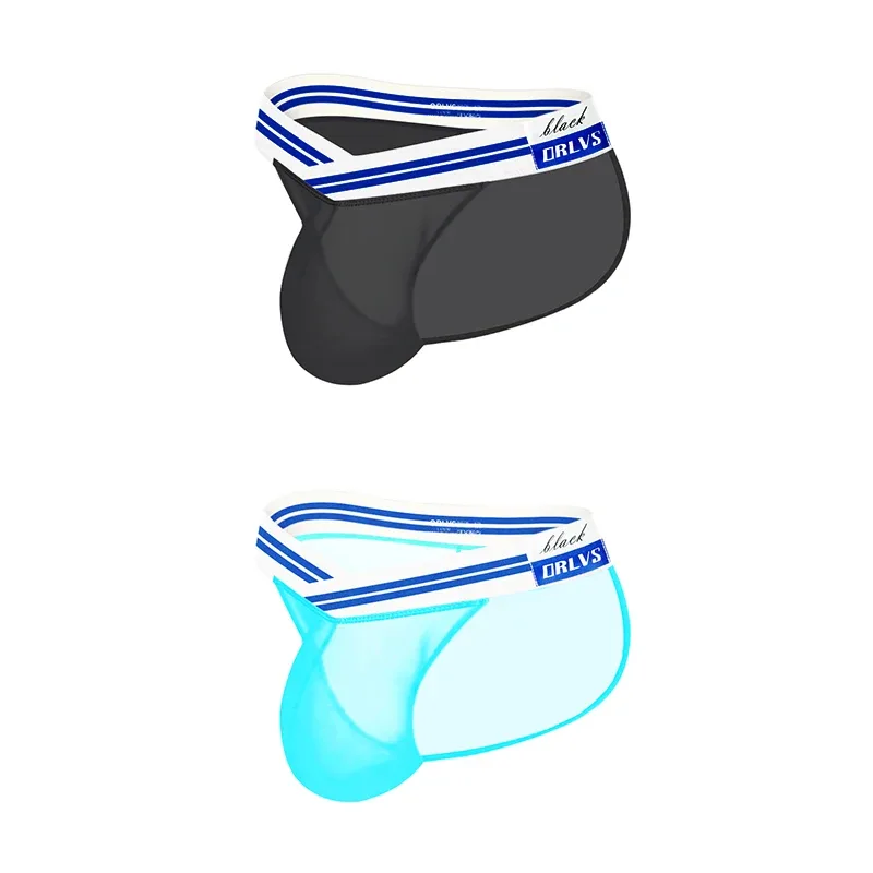 Men's Ice Silk Ultra-Thin Barely-There Mesh Sheer Briefs, Striped V-Shape Elastic Waistband Summer Daily Commute Underwear — image 33