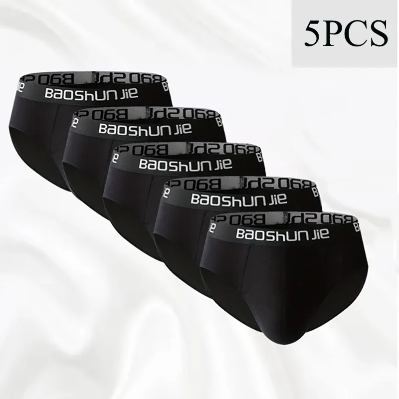 5 Pieces Cotton Men's Underwear Black Comfortable Breathable Simple Fashion Men's Briefs Sports Casual Underwear Combination — image 7