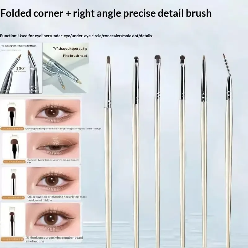 4/6Pcs Undereye Smudge Brushes Soft Eyeliner Brush Perfect Eye Makeup Tools Eye Detail Brushes Set Horse Hair Eyeshadow Brushes — image 10