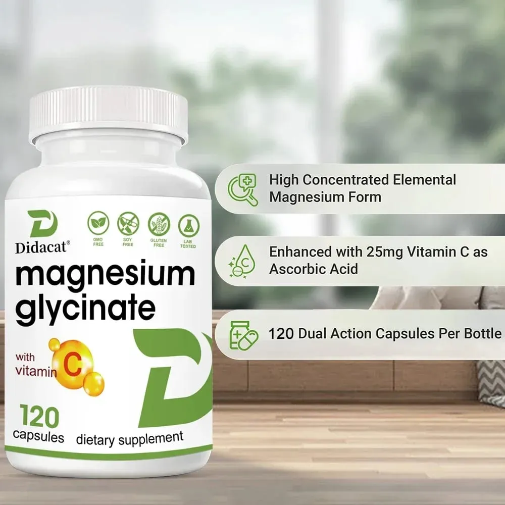 Magnesium Glycinate 1000 Mg 120 Veggie Capsules - Highly Purified Trace Mineral for Muscle Joint Heart and Digestive Health — image 3