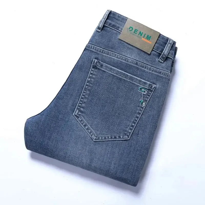 New Autumn/winter 2025 Stretch Wash Jeans for Young Men with Small Straight Elastic WaistJeans Pants Fashion Men's Trousers — image 10