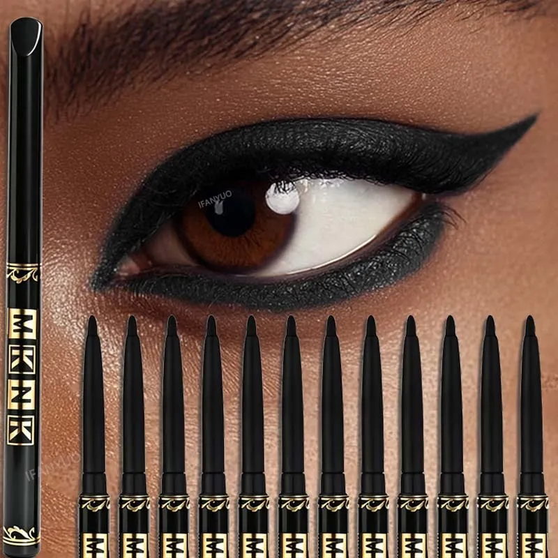 1-12pcs Waterproof Black Eyeliner Pencil Smudge-Proof Easy Twist Application Eye Gel for Beginner-Friendly Bold Punk Eye Makeup — image 1