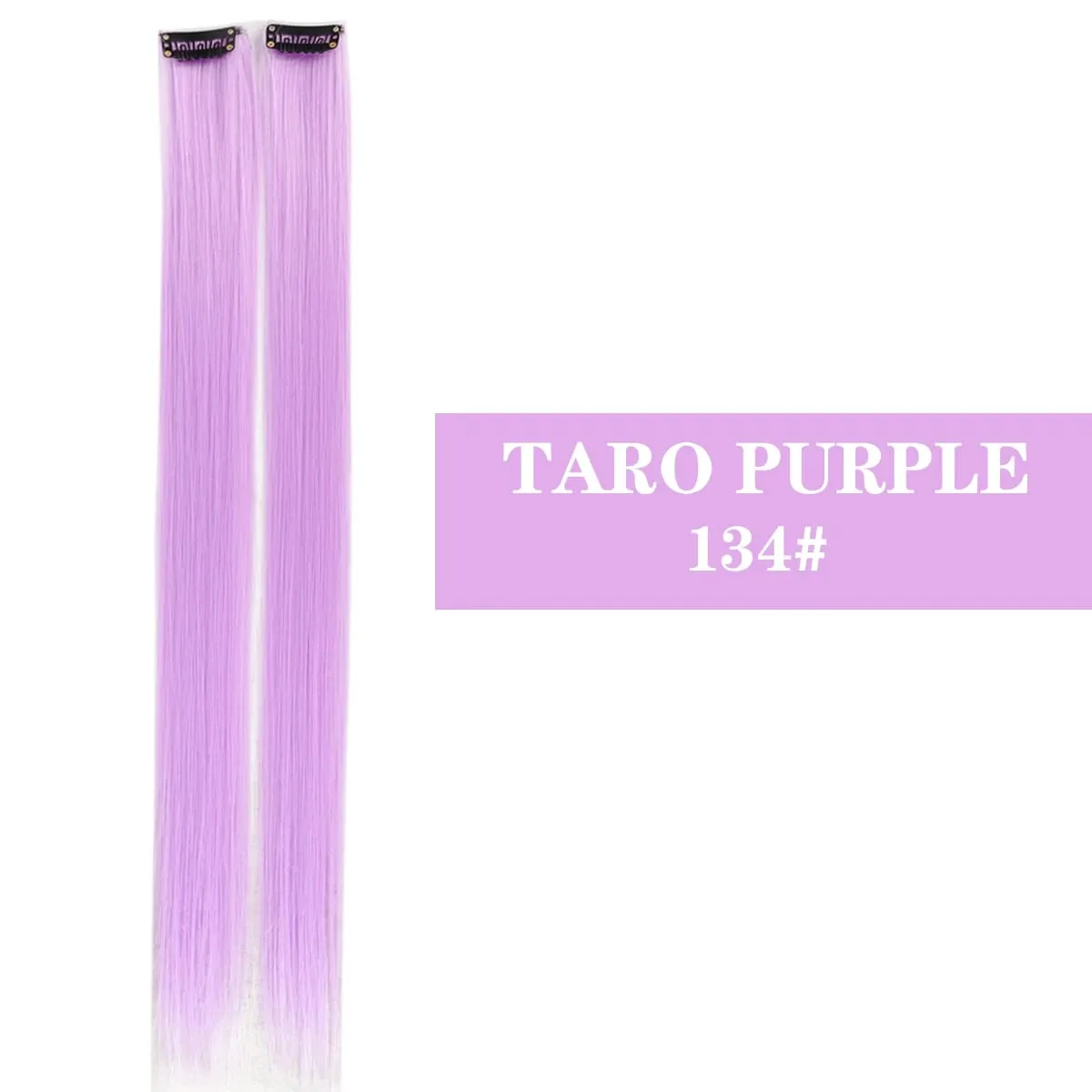 Synthetic 2 Pieces 20inch Colored Clip in Hair Extensions Long Straight Pink/Blue/Purple Halloween/Christmas Wig