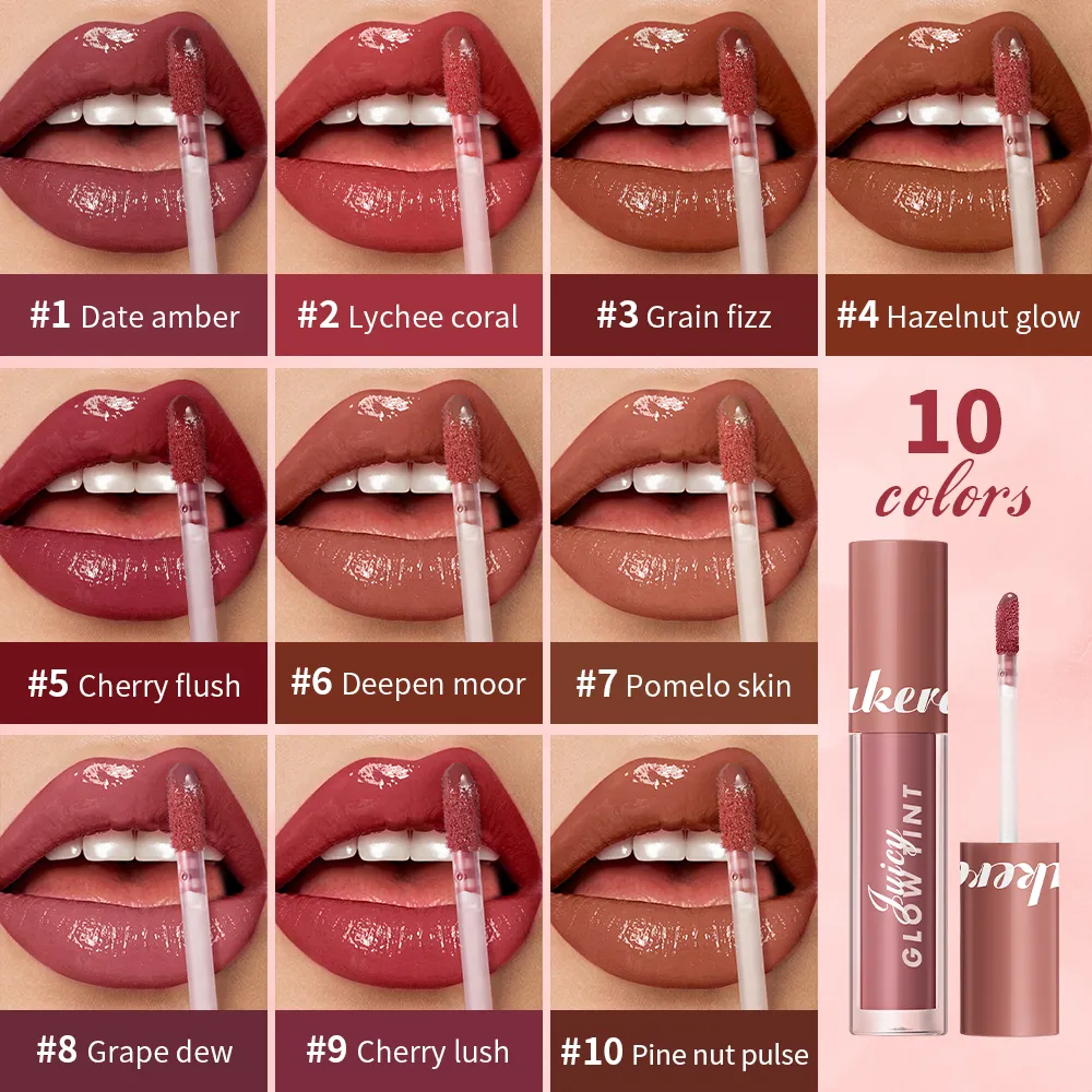 Juteux lueur teinte pour les lèvres miroir brillant à lèvres hydratant en profondeur longue durée rosée hydratant Non collant haute brillance teinté maquillage pour les lèvres