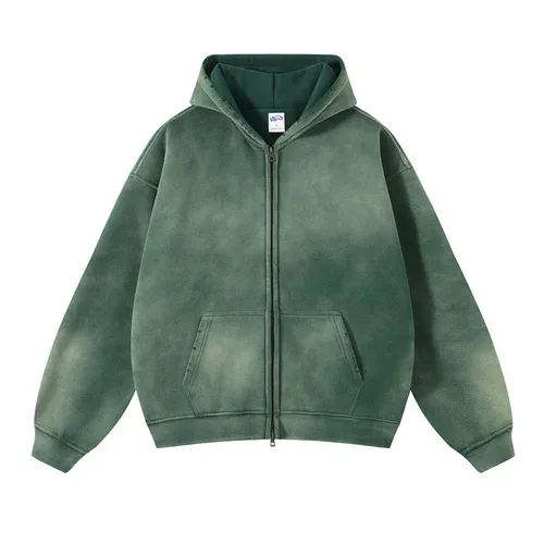 Moletom com capuz masculino com zíper, tie-dye lavado, cardigan duplo grande, solto, plus, gradiente de pelúcia, pulôveres com capuz para inverno — image 13
