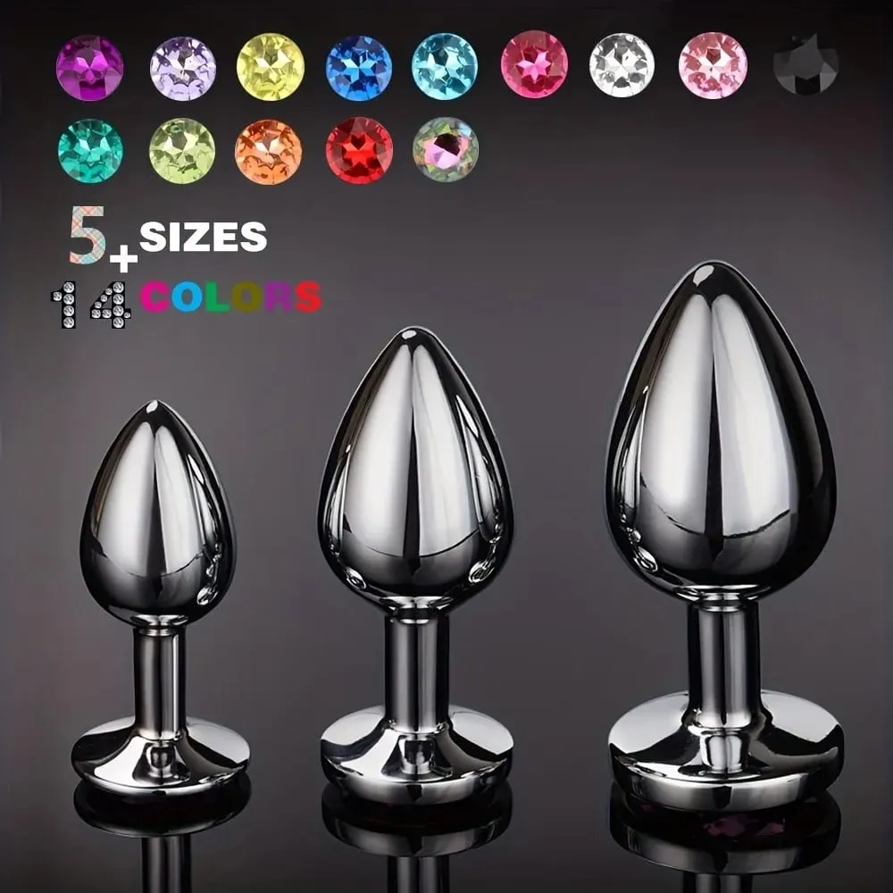 Plugue anal de metal para ânus de cristal, base de joias para jogador iniciante para jogador sênior, 5 tamanhos sm, massagem ponto g, brinquedos sexuais bdsm, 1 peça — image 1