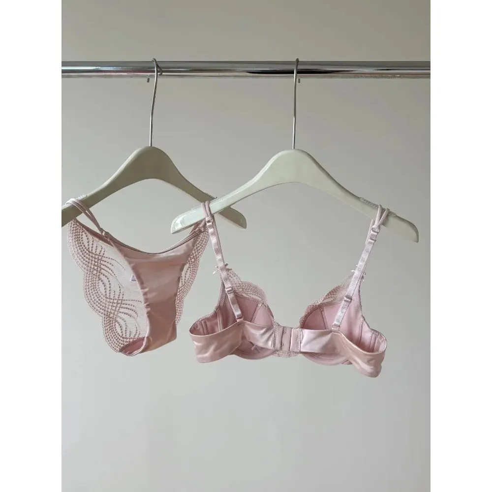 Halvkopp underkläder Set Dam Tunn Cup Push Up Mjuk Bygel BH Trosa Liten bröst Samla sidostöd Anti Sag Underkläder 32‑38 — image 4