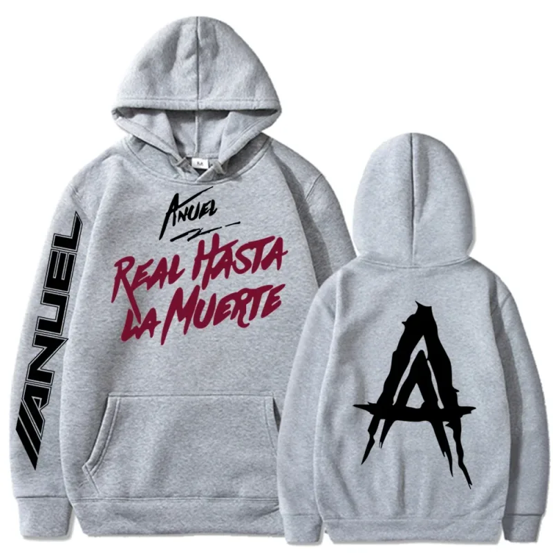 Autumn Fleece Men's Hoodies Anuel AA Real Hasta La Muerte Print Sweatshirts Streetwear Rapper Loose Pullover Casual Hooded Tops — image 3