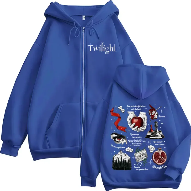 Twilight Vampire Wolf Romance Dragkedja Hoodies Edward Cullen Herr Damkläder Mode Fritidskläder Hip Hop Zip Up Huvtröjor — image 6