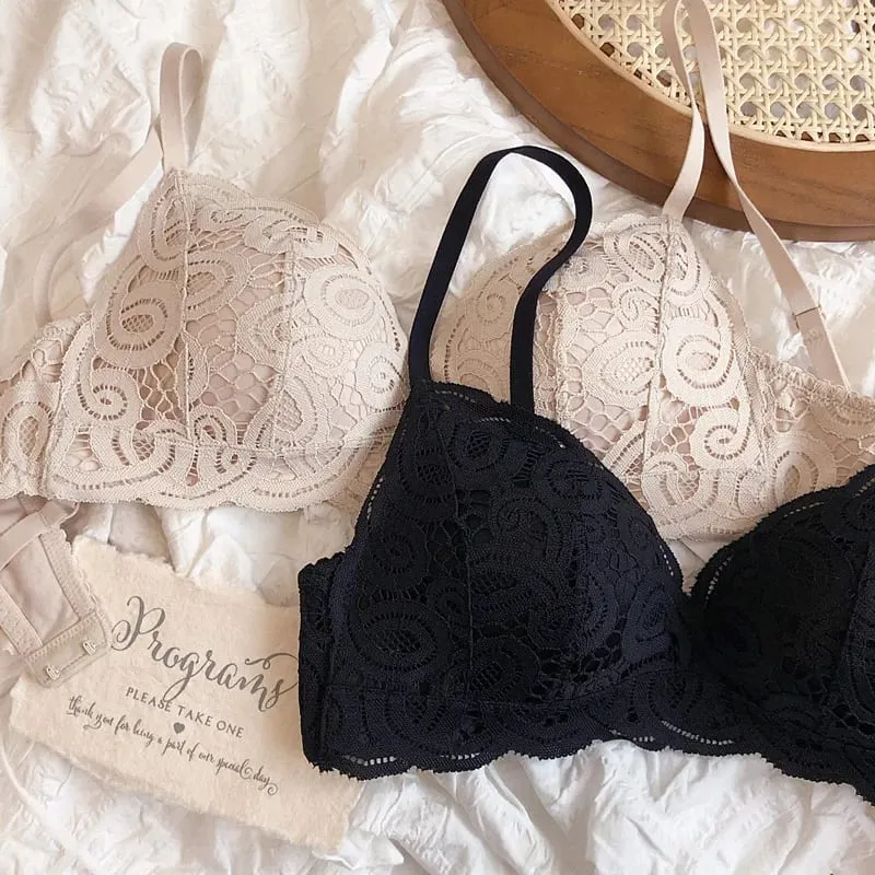 Colors Seamless Comfortable Full Lace Sleepwear Bra Sets Sexy Women Underwear Wire Free Push Up Lingerie Suits Intimates — image 4