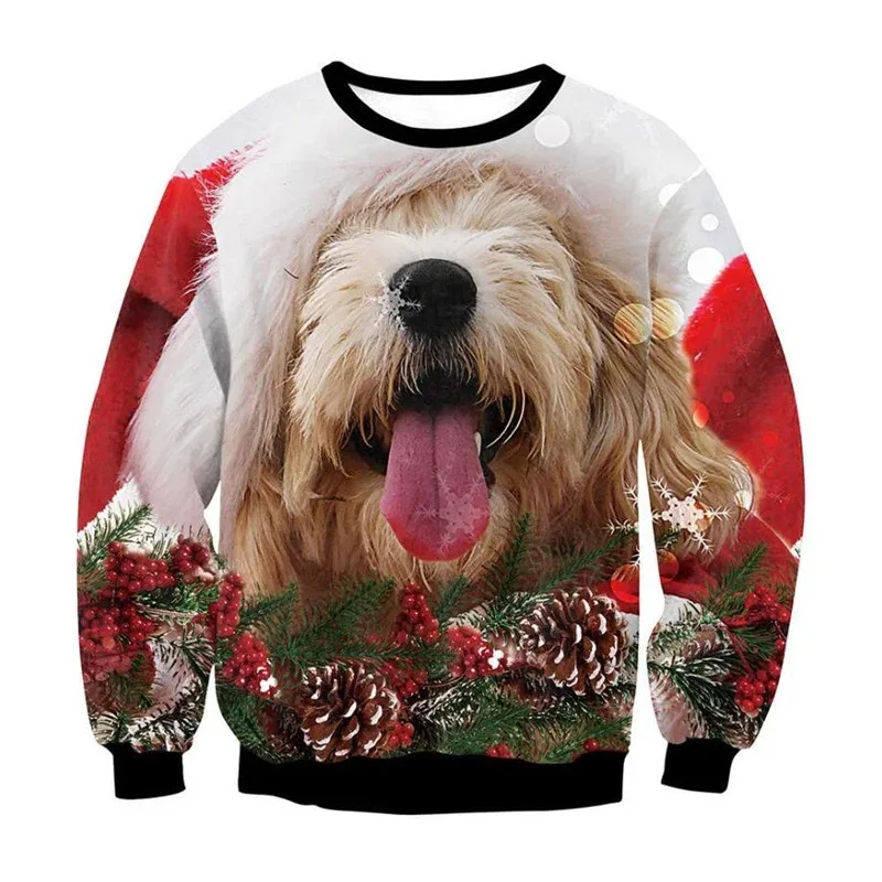 Festival Christmas Pattern Sweatshirts For Men Humping Reindeer 3D Printed Pullover Holiday Party O-Neck Hoodies Long Sleeves — image 25