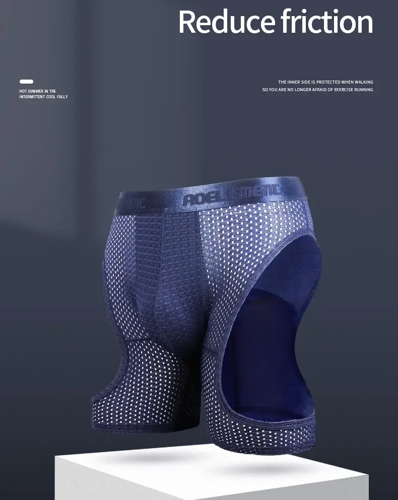 Roupa interior esportiva masculina de fitness gelo seda fina treinamento secagem rápida corrida estendida anti-desgaste perna não vestindo cuecas boxer — image 6