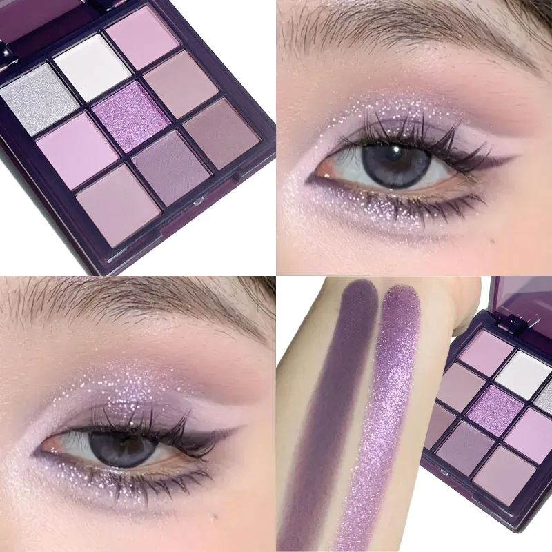 Palette di ombretti nove tonalità di trucco perlato fumoso opaco perlescente viola scuro glitterato a prezzi accessibili — image 3