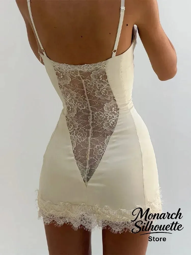 Sólido cetim renda espartilho mini vestido feminino sexy cinta de espaguete puro painel fino ajuste vestidos curtos 2026 na moda senhora noite fora wear — image 4