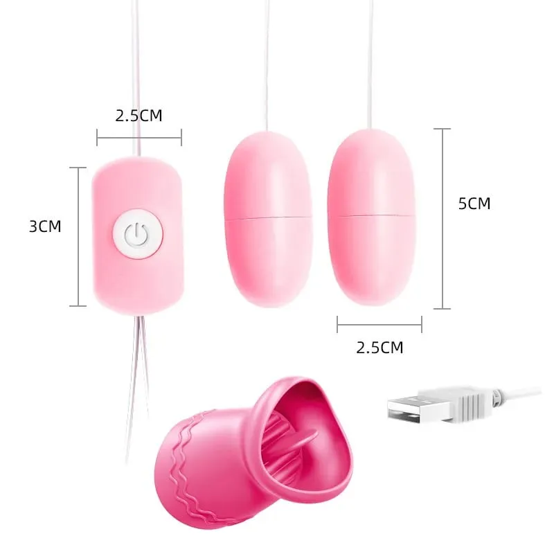 Duas bolas vibrador língua lambendo vibratório saltar ovos clitóris estimulador adulto produto brinquedos sexuais para mulheres masturbação feminina — image 8