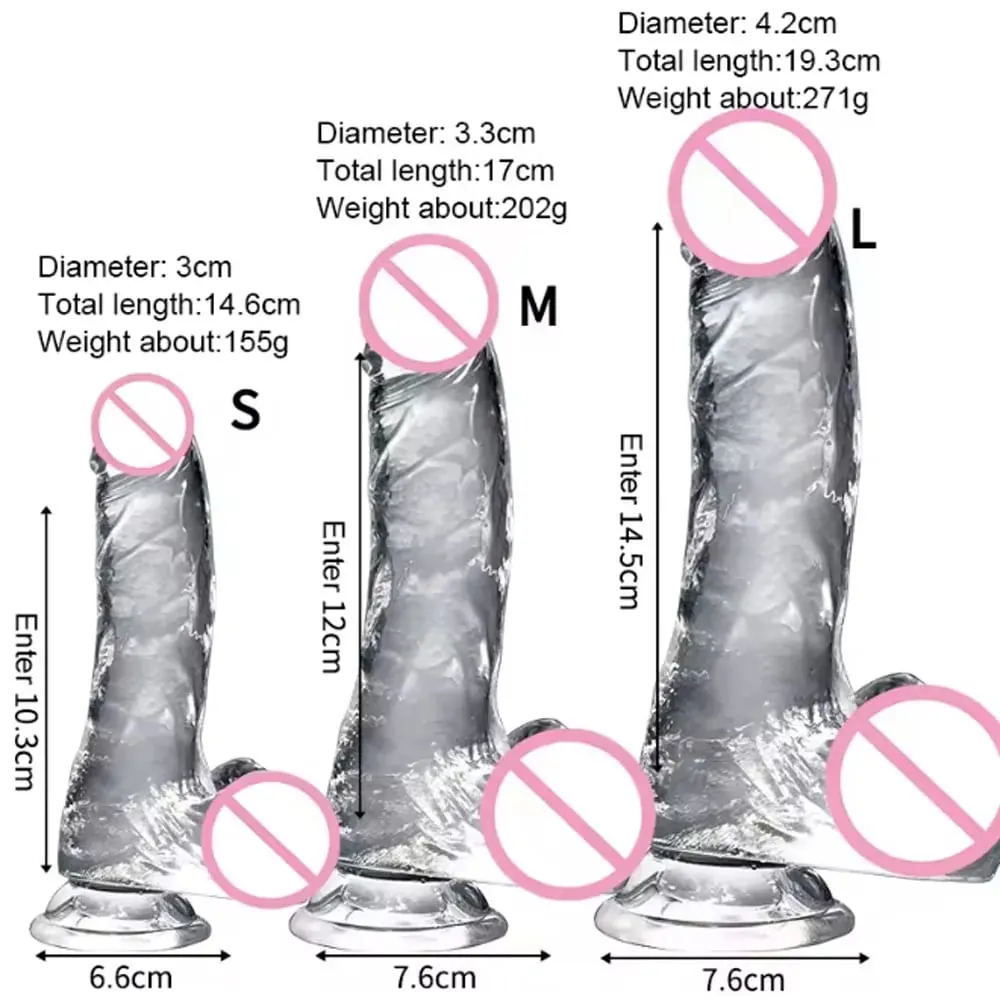 3 Sizes Realistic Jelly Dildo with Suction Cup Big Dick Female Masturbator Clitoral Stimulator Lesbian Sex Toys for Women — image 2