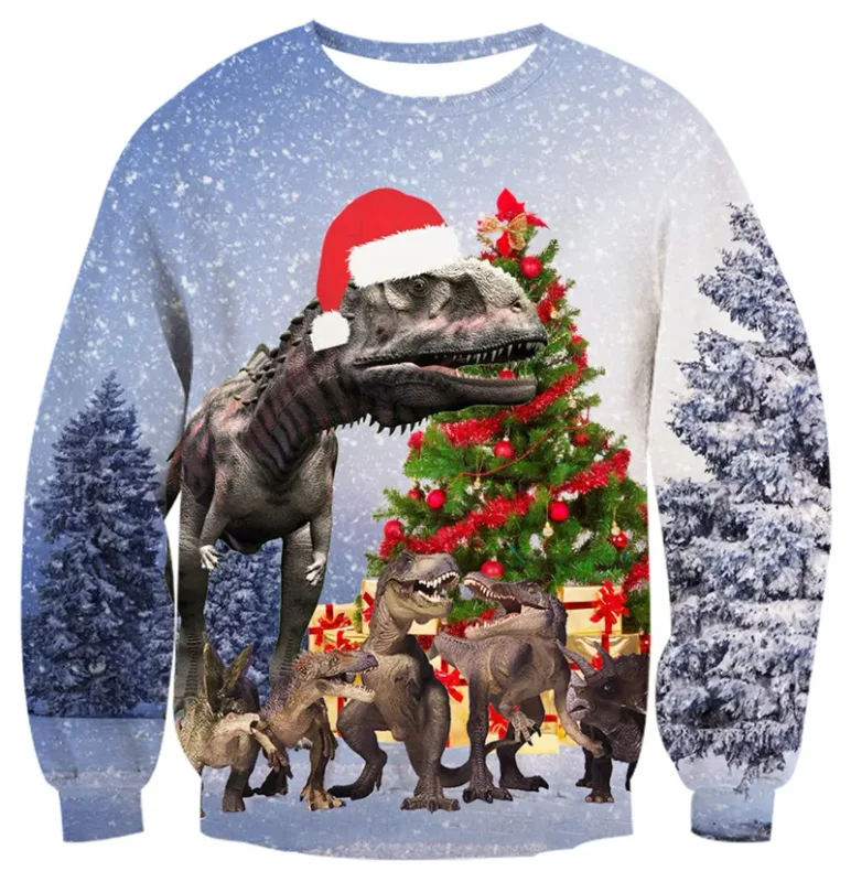 Ugly Christmas Sweater For Men Women Funny Novelty Xmas Sweatshirt 3d Printed Cartoon Animal Long Sleeve Pullover Hoodies Tops