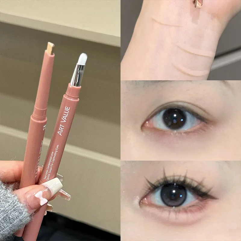 Bicolor szem alatti toll, kétvégű fekvő selyemhernyó ceruza meztelen alsó szemhéjkontúr Aegyo-sal szemceruza smink részletes ecsettel — image 7